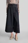 Zimmermann Buckle-detail Pleated Denim Culottes In Blue
