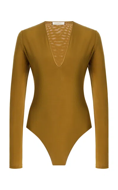 Zimmermann Jersey Bodysuit In Gold