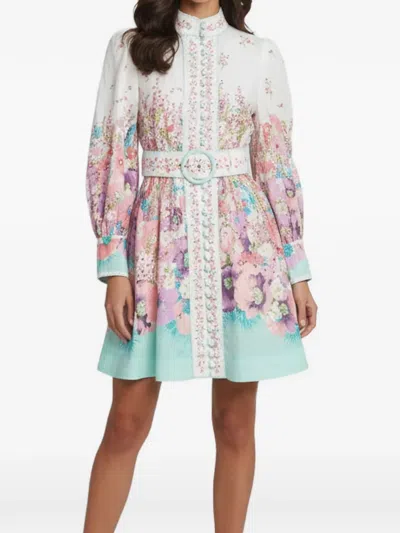 Pre-owned Zimmermann Jude Floral-print Dress In White