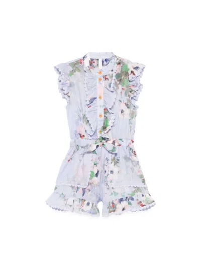 Zimmermann Kids' Tuta Con Motivo Floreale In Multicolour