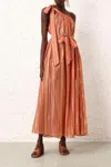 Zimmermann Junie Metallic Asymmetric Midi Dress In Multi