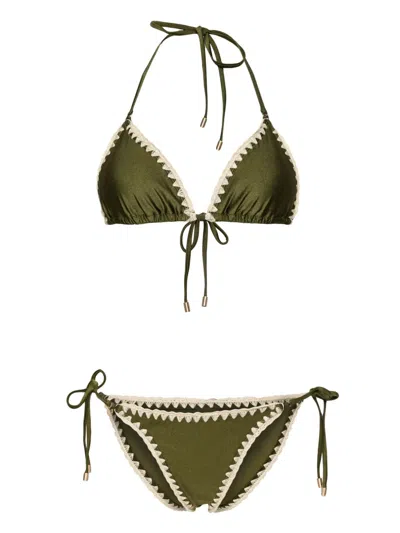 Zimmermann Junie Crochet-edge Bikini Set In Green