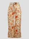 Zimmermann + Net Sustain Junie Belted Cropped Floral-print Linen Wide-leg Pants