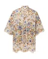 Zimmermann Junie Embroidered Short In Ivory/blue Floral In Nude