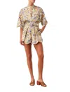 Zimmermann Junie Embroidered Short In Ivory/blue Floral In Multi