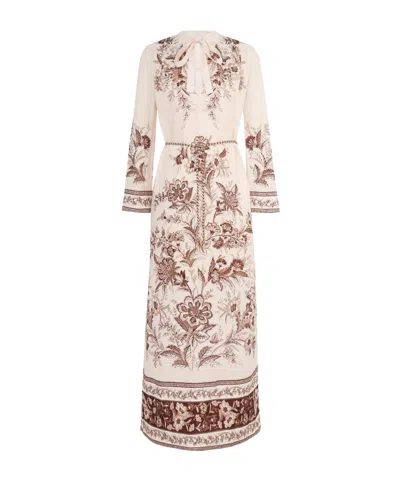 Zimmermann Junie Floral Long-sleeve Maxi Dress In Beige Floral
