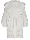Zimmermann 'acacia'white Mini Dress With All-over Broderie Anglaise And Scallop Hem In Weiss