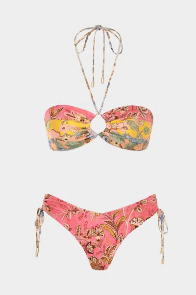 Zimmermann Junie Halterneck Cutout Floral-print Bikini In Multicolor