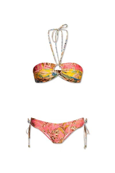 Zimmermann Junie Panelled Halter Bikini Set In Multicolour