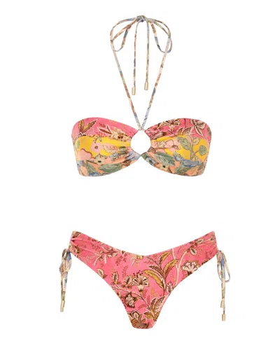 Zimmermann Junie Panelled Halter Bikini Spliced In Multi