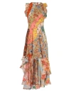 Zimmermann Junie Racer Back Midi Dress Spliced In Multi