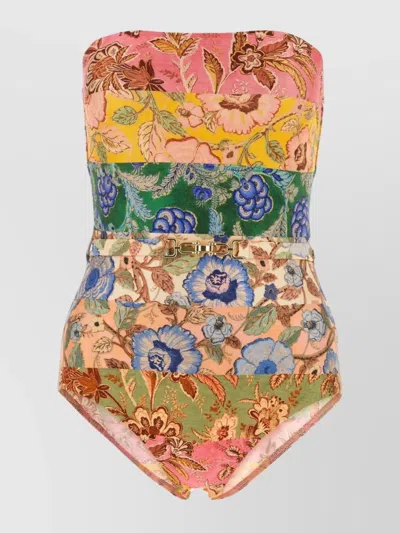 Zimmermann Junie Swimsuit In Printed Stretch Nylon In Multifloral