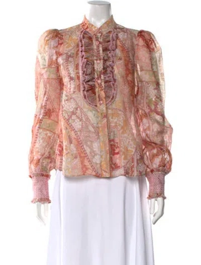 Pre-owned Zimmermann Kaleidoscope Linen Blouse In Orange