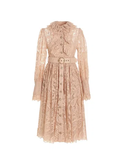 Zimmermann Kaleidoscope Ruffled Lace Midi Dress In Purple