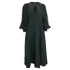 Zimmermann Keyhole Balloon-sleeve Crepe Midi Dress In Green Viscose In Green