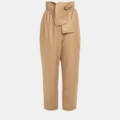 Pre-owned Zimmermann Kid Leather Leather Pants Au 1 In Beige