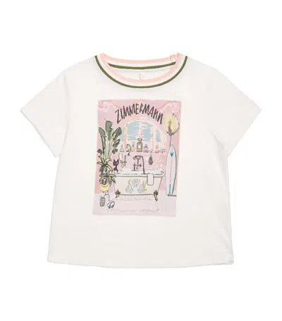 Zimmermann Kids Cotton Graphic Ottie T-shirt (1-12 Years) In Ivory