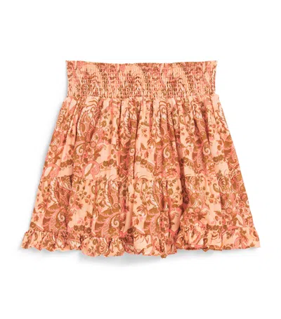 Zimmermann Kids Cotton Shirred Aster Skirt In Brown