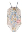 Zimmermann Kids Daylight Gathered 1pc Swimsuit In Multi