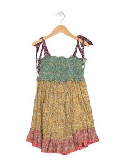 Pre-owned Zimmermann Kids' Girls' Floral Print Sleeveless Dress In Green