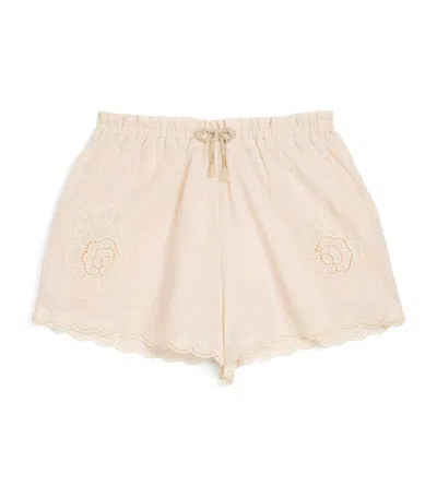 Zimmermann Kids' Elastic Waist Shorts In Ivory