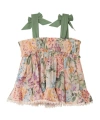 Zimmermann Girls Pink Cotton Shirred Sleeveless Blouse In Nude
