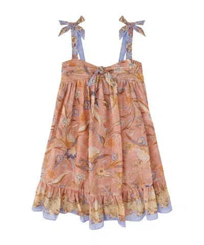 Zimmermann Kids Indra Tie Front Dress In Multi