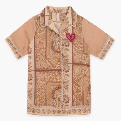 Zimmermann Kids Lucky Shirt Dress In Orange