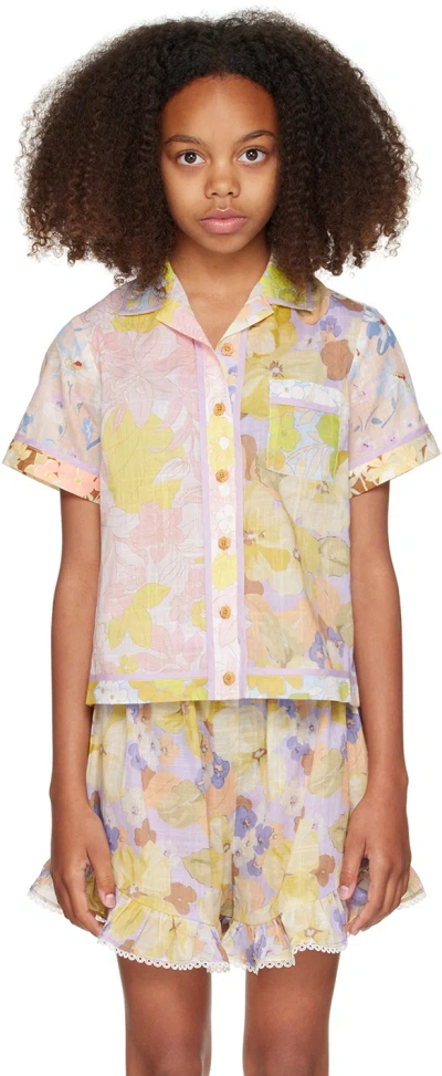 Zimmermann Kids Multicolor Pop Shirt In Nude
