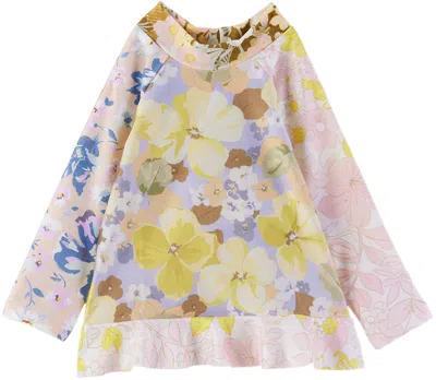 Zimmermann Kids Multicolor Pop Spliced Frill Swim Top In Spliced Spli