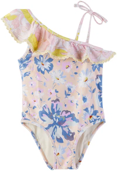 ZIMMERMANN KIDS MULTICOLOR POP TRIM FRILL SWIMSUIT 