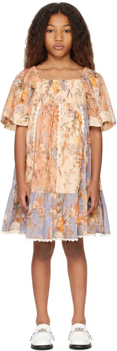 Zimmermann Kids Multicolor Tallow Paneled Frill Dress In Spli Spliced
