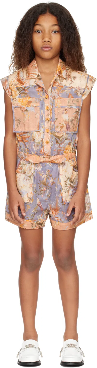 Zimmermann Kids Multicolor Tallow Pocket Jumpsuit In Spli Spliced