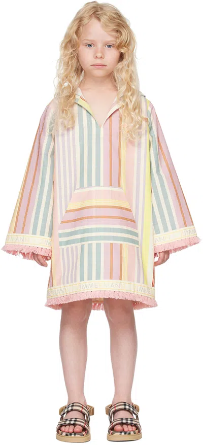 Zimmermann Kids Pink & Yellow Halliday Cover Up In Multi Stripe