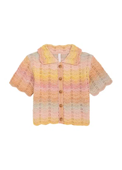 Zimmermann Kids Tallow Chevron-knit Top (2-12 Years) In Multicoloured