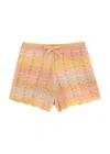 Zimmermann Tallow Chevron Cotton-blend Shorts In Multicoloured