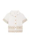 Zimmermann Kids White Wylie Trimmed Shirt In Cream