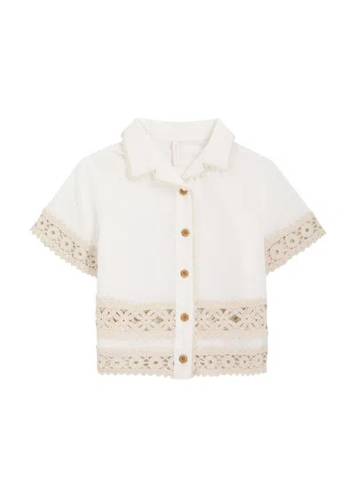 ZIMMERMANN ZIMMERMANN KIDS WYLIE CROCHET-TRIMMED COTTON SHIRT