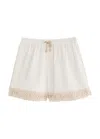 Zimmermann Kids Wylie Crochet-trimmed Cotton Shorts In Cream