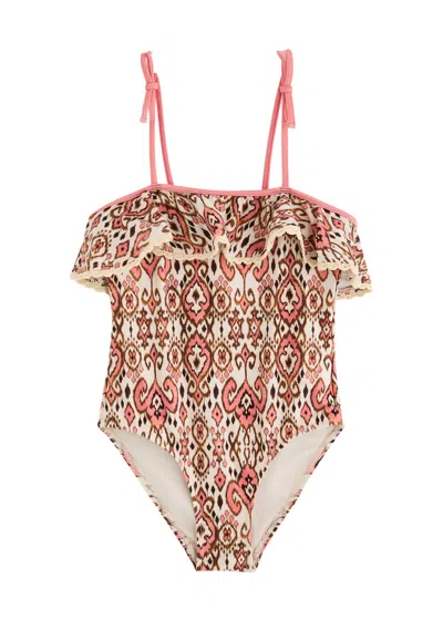 Zimmermann Kids Pink & Beige Wylie Frill Swimsuit