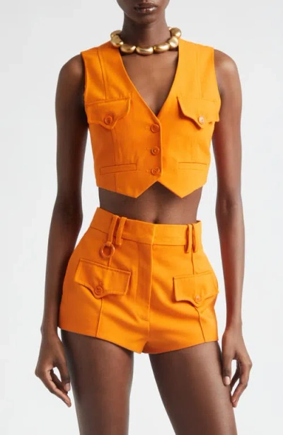 Zimmermann Kindred Spirit Alchemy Wool Blend Crop Waistcoat In Orange