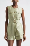 Zimmermann Luna Belted Wool And Silk-blend Vest In Multi
