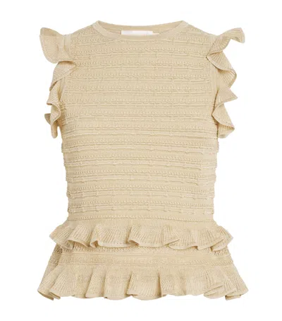 Zimmermann Knit Halterneck Hypnotic Top In Gold
