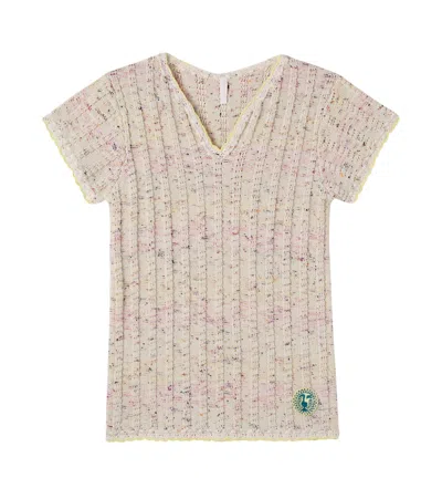 Zimmermann Kids' Knitted Cotton-blend Dress In Neutral