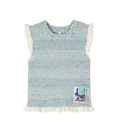 Zimmermann Kids' Knitted Cotton-blend Top In Green