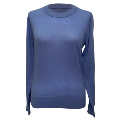 Zimmermann Knitted Crewneck Sweater In Navy Blue In Navy Blue Cashmere In Multi