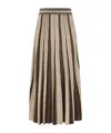Zimmermann Story 1 Striped Pleated Metallic Stretch-knit Midi Skirt In Nude
