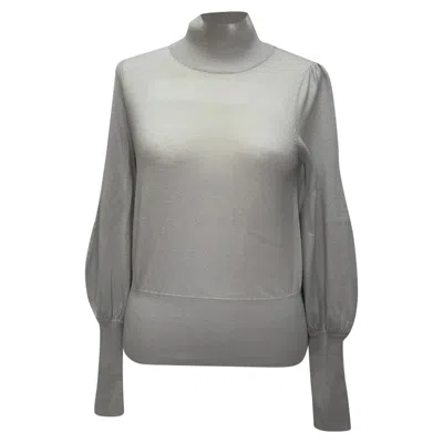 Zimmermann Knitted Turtleneck Sweater In Grey Merino Wool In Gray