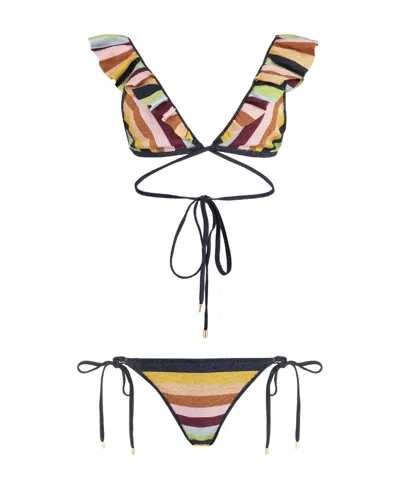 Zimmermann Knitted Wrap Bikini Set In Multicolor