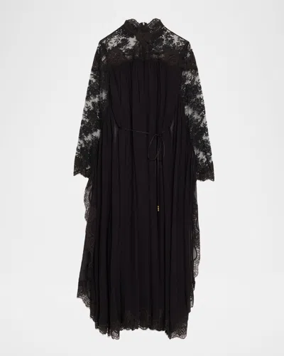 Zimmermann Lace Bat-wing Maxi Dress In Black